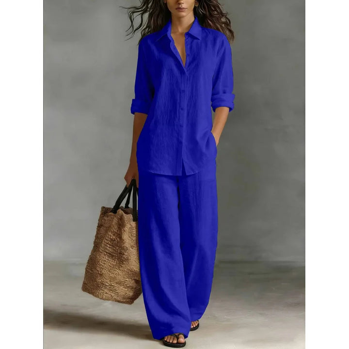 Conjunto Lino Camisero Mediterráneo