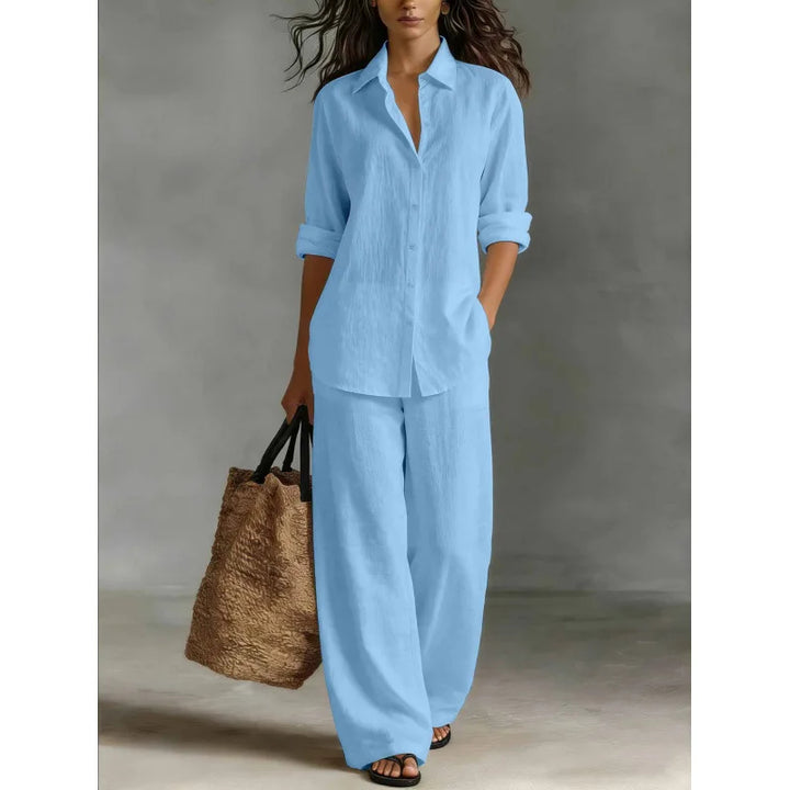 Conjunto Lino Camisero Mediterráneo