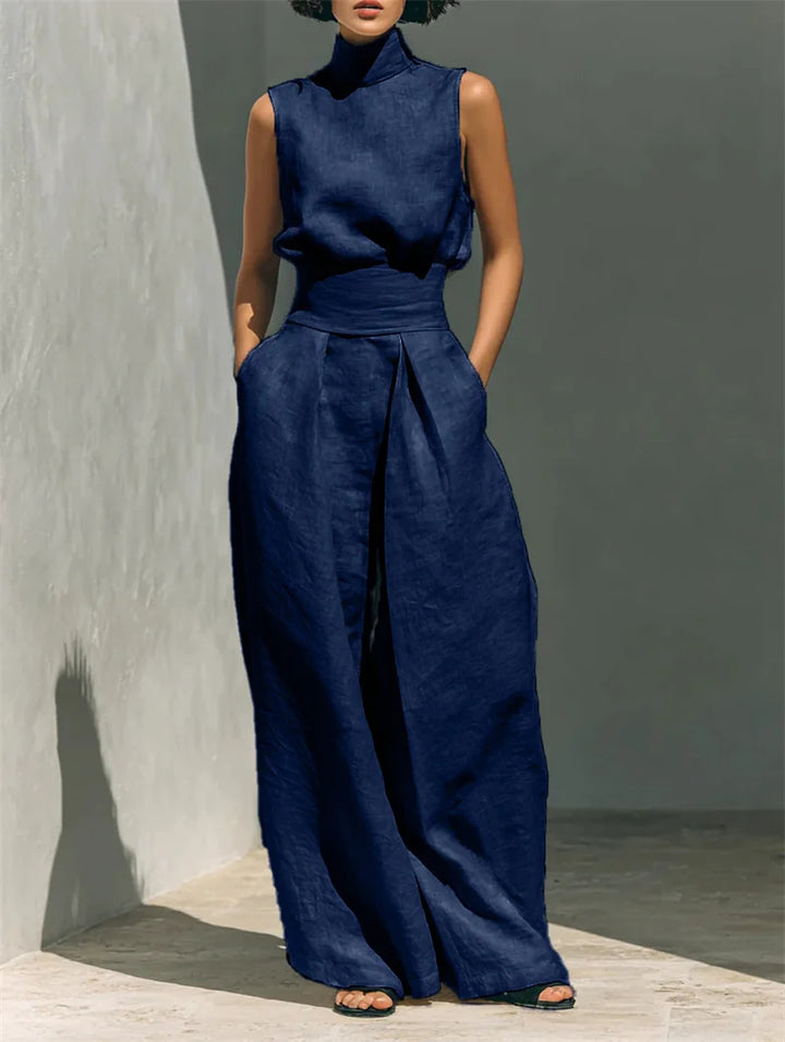 Conjunto Lino Sin Mangas Mediterráneo