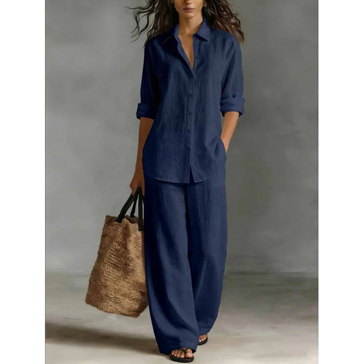 Conjunto Lino Camisero Mediterráneo