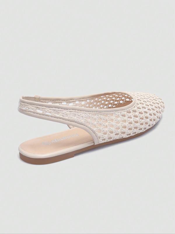 Bailarinas tejidas color beige, vista lateral