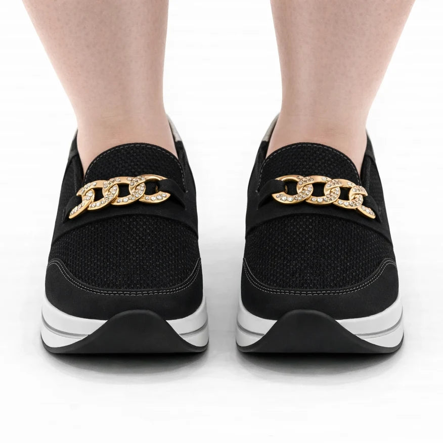 Zapatillas Calliope color negro, vista frontal del par