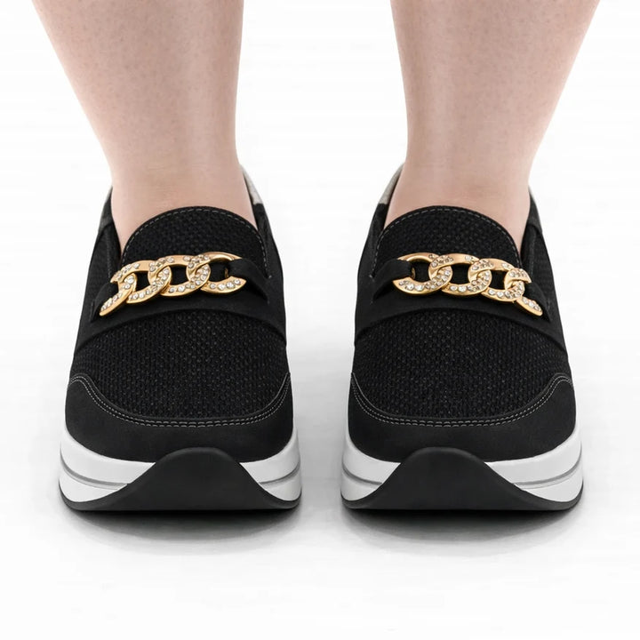 Zapatillas Calliope color negro, vista frontal del par