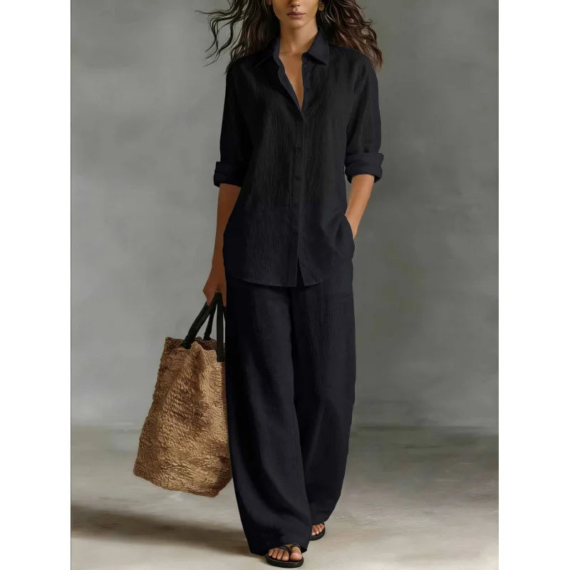 Conjunto Lino Camisero Mediterráneo