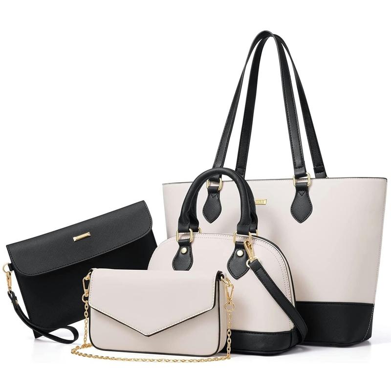 Pack de bolsos blanco y negro, con bolso cruzado con cadena