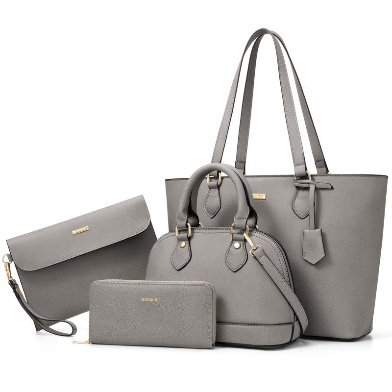 Pack de bolsos color gris, con billetera