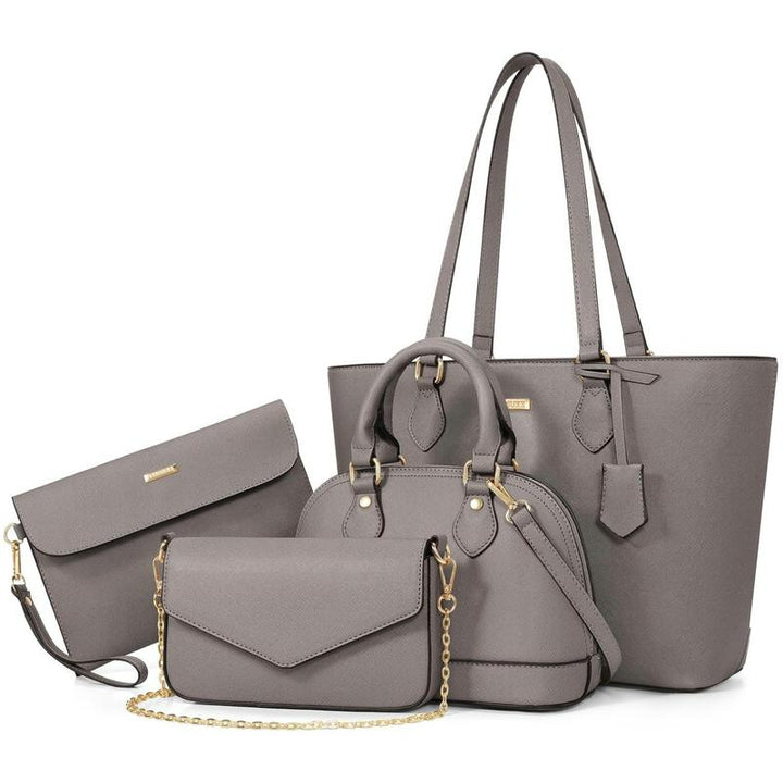 Pack de bolsos color gris, con bolso cruzado con cadena