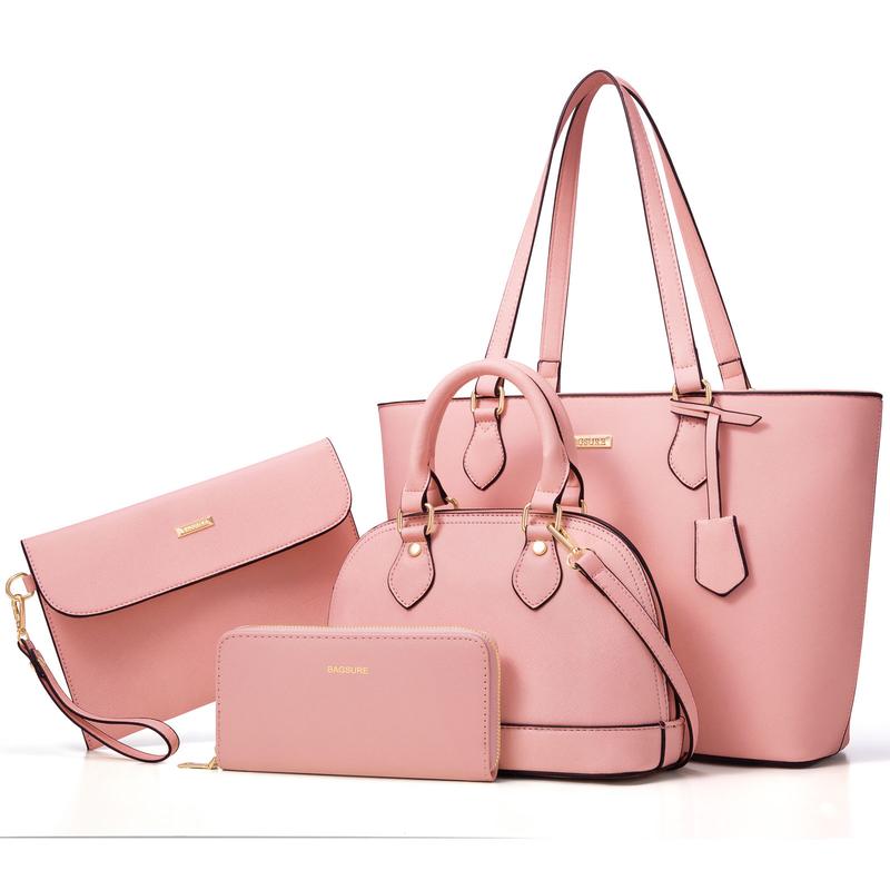Pack de bolsos color rosa, con billetera