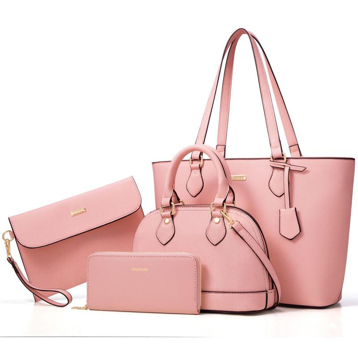 Pack de bolsos color rosa, con billetera