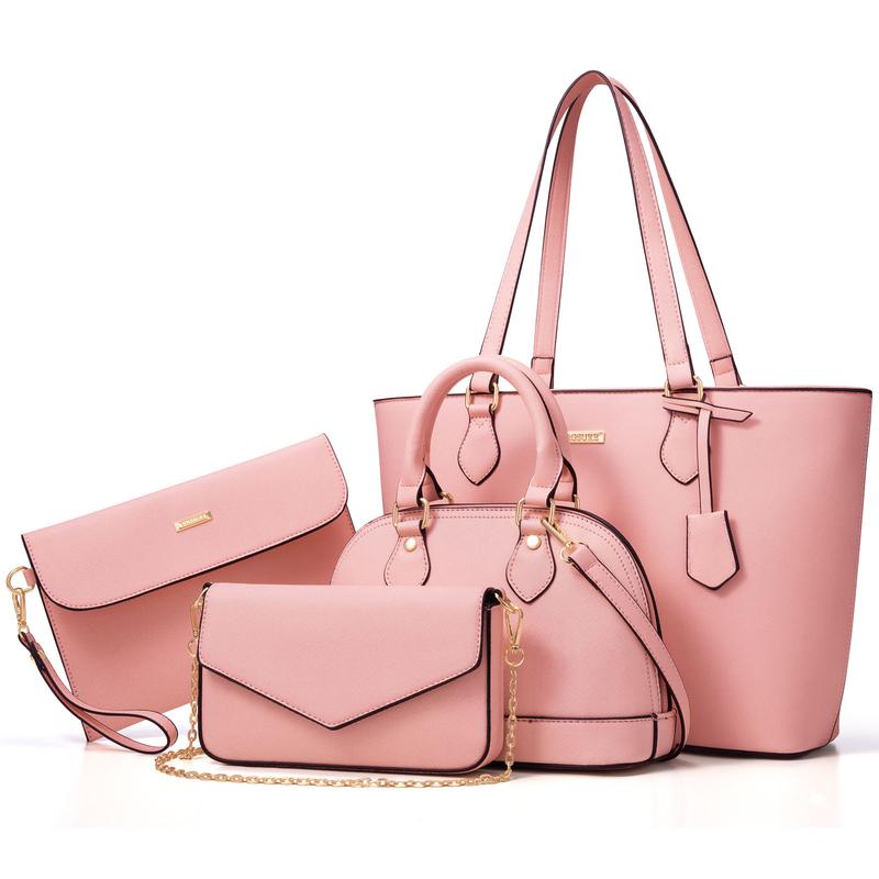 Pack de bolsos color rosa, con bolso cruzado con cadena