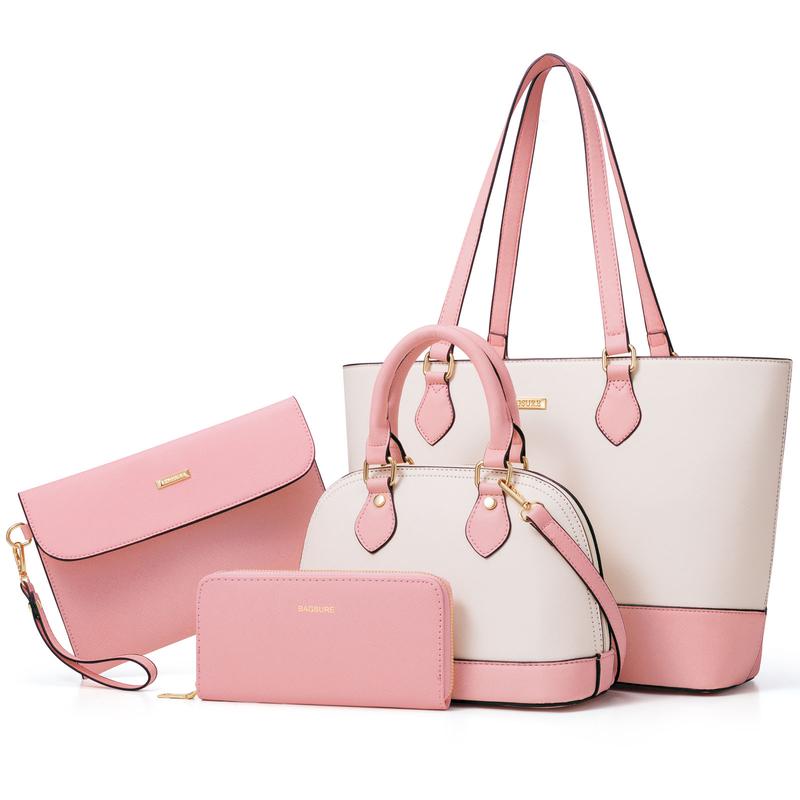 Pack de bolsos rosa y blanco, con billetera