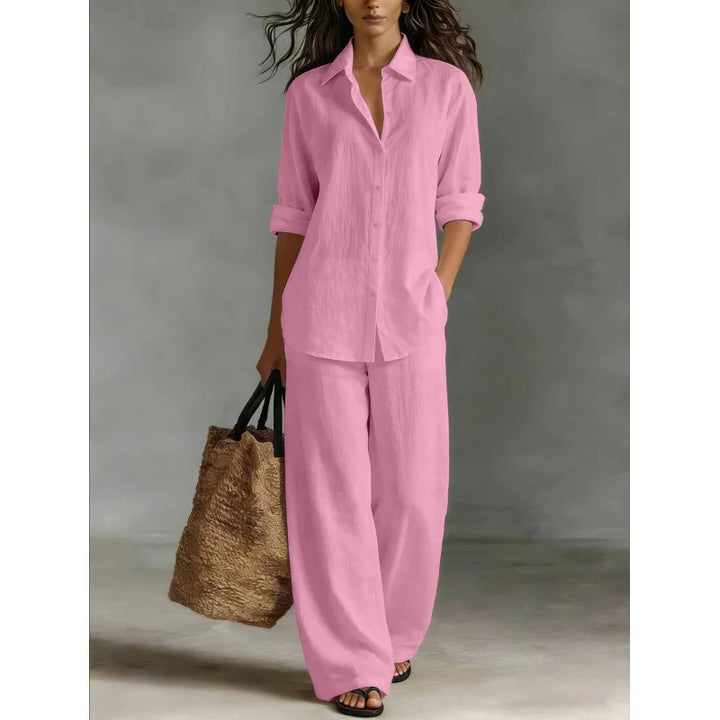 Conjunto Lino Camisero Mediterráneo