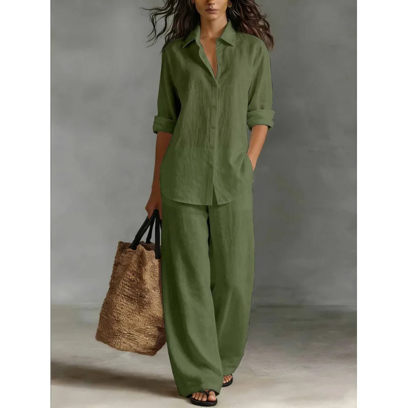 Conjunto Lino Camisero Mediterráneo