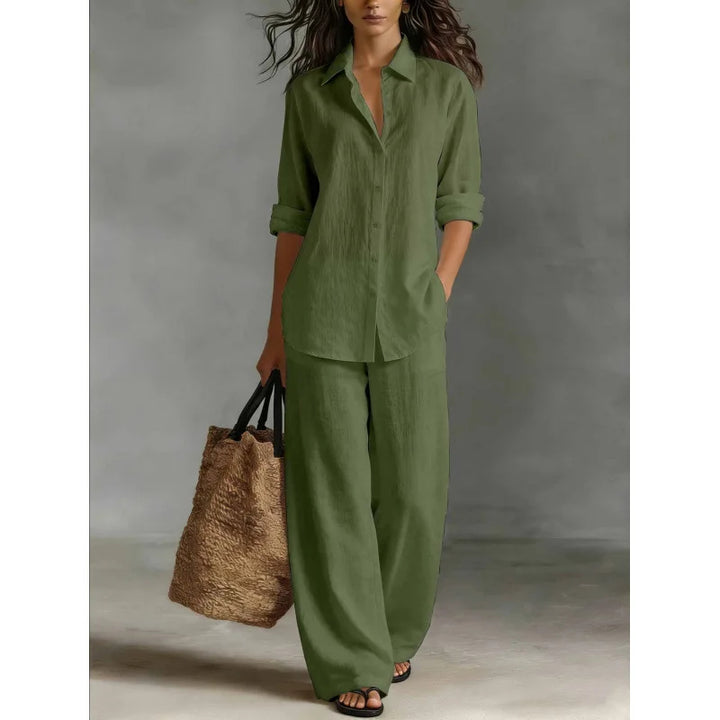 Conjunto Lino Camisero Mediterráneo